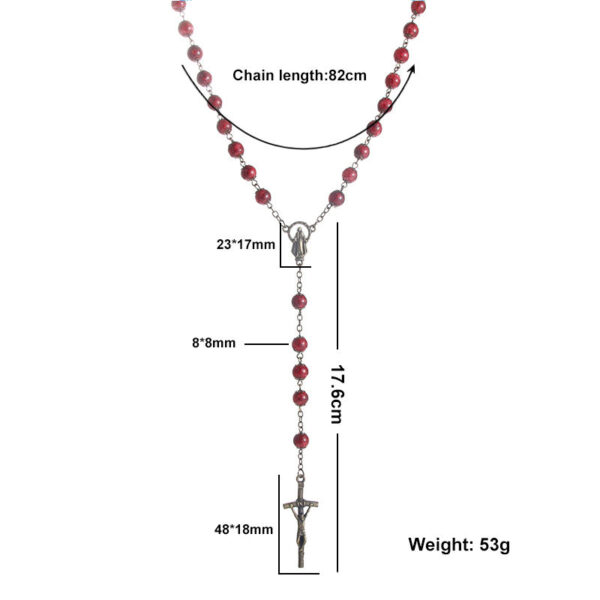 2024 New Religious Jesus Natural Multicolor Stone High Grade Cross Rosary Necklace Religious Jewelry Wholesale Wholesale