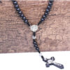 Komi Wholesales Black Catholic Necklace Handcrafted Wooden Beads Cross Pendant Jewelry Rosary Necklace