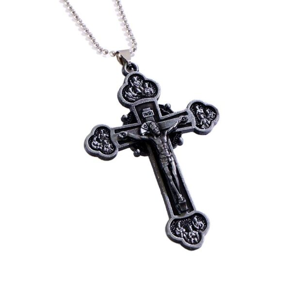 2024 New Cross Necklace Choker Cross Men's Pendant Necklace Bold Twist Crucifix Chain