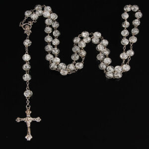 KOMI 8mm Plastic Crack Bead Necklace Rosary Cross Necklace Religious Bead Necklace