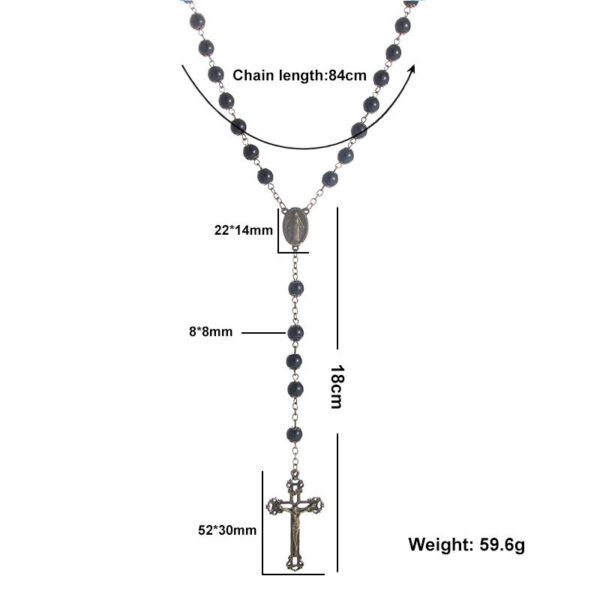 2024 New Religious Jesus Natural Multicolor Stone High Grade Cross Rosary Necklace Religious Jewelry Wholesale Wholesale