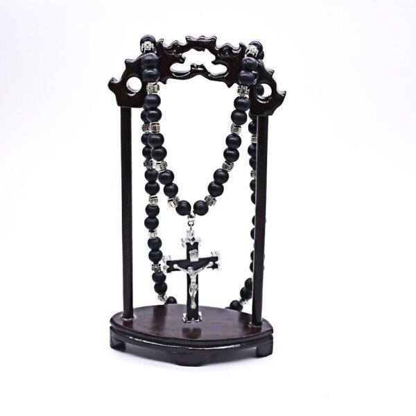 2024 Komi Wholesales Wooden Beads Cross Beads Necklace Orthodox Cross Pendant Rosary Necklace