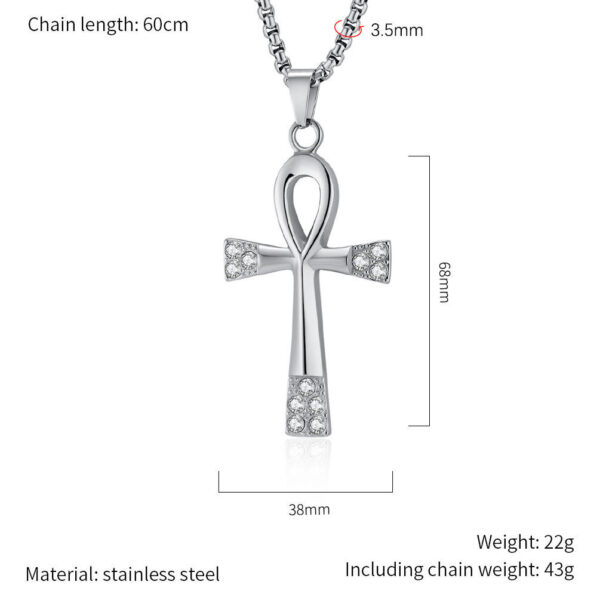 21d1e3c2dc1e8fcc491a29804e56f2a3_H585c7fe1a7214507bb1685f22a98fa28K_avif=close&webp=close KOMI Mens Cross Necklace Ancient Egyptian Symbol of Life Stainless Steel Ankh Cross Pendant Necklace for Men 24 Inches Box Chain