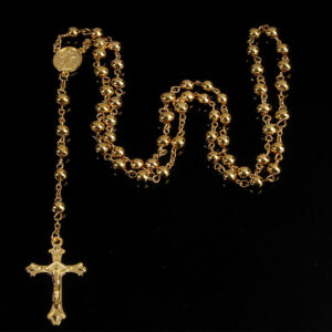 KOMI 6MM Rosary Necklace Gold Plated High Quality Exquisite Religious Beads Rosary Necklace