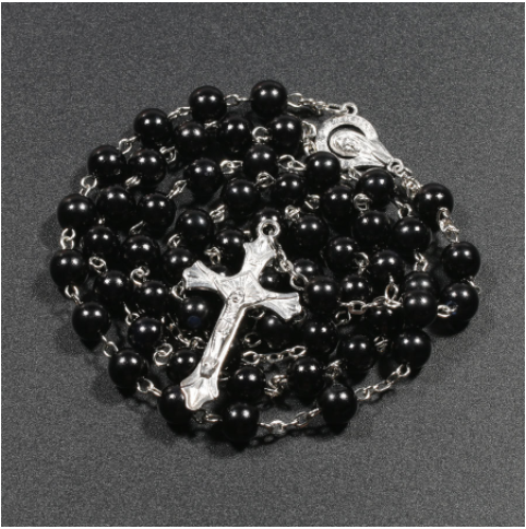 Pearl Order Color Jesus Cross Christ Maria Stock Necklace for Pray Hot Sell Rosary Plastic 2019 Necklaces Alloy Color Long Time