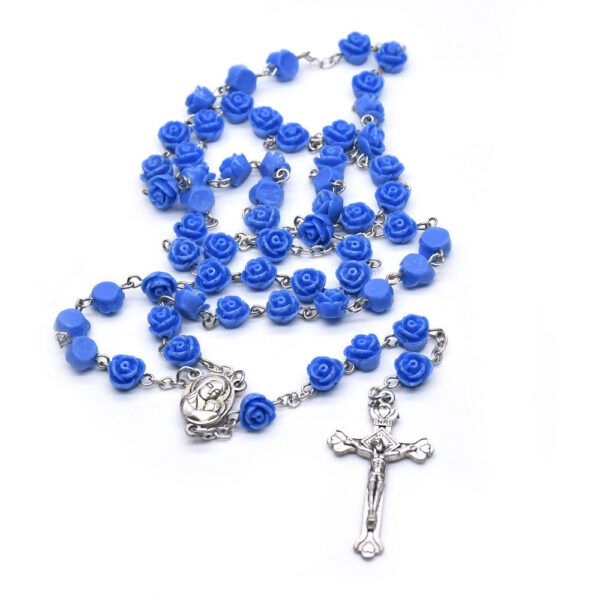 2024 Komi Catholic Rose Shaped Beads Virgin Mary Cross Pendant Wedding Prayer Rosary Necklace