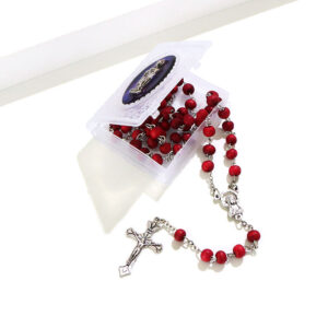 Komi New Scented Rose Rosary with Box Wooden Beads Jesus Cross Necklace Religious Supplies Gift Giveaway Pattern Send in Random