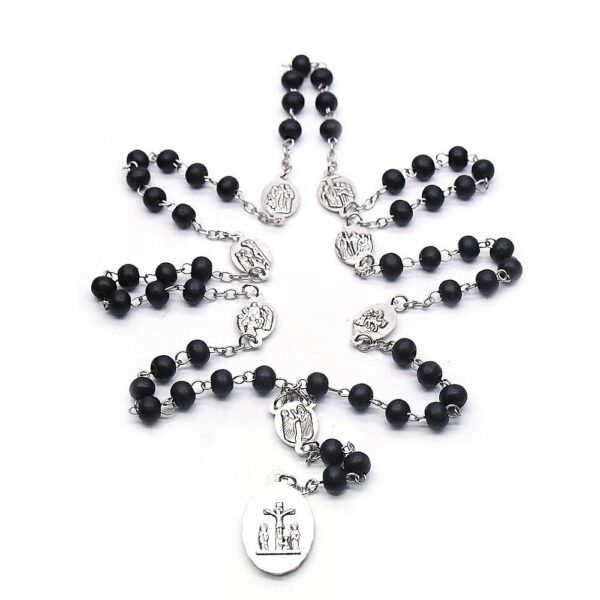 2024 Komi Christian Religion Black Beads Cross Jewelry Ornaments Beaded Rosary of the Seven Dolors Necklace