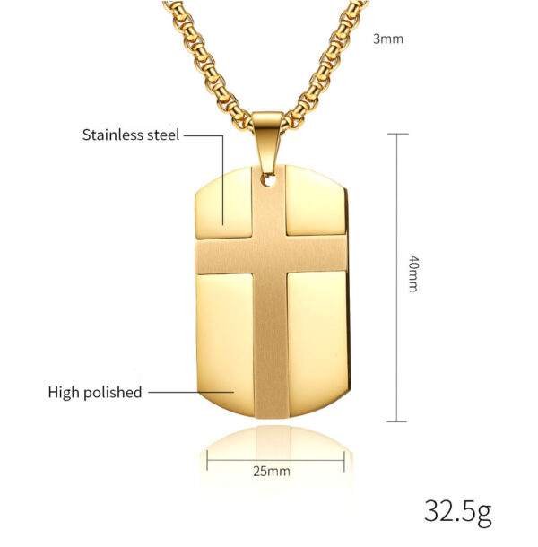 KOMI Stainless Steel Cross Necklace for Men Women Jewelry Gold Dog-Tags Tags Cross Pendant Necklace for Boys Girls Gift