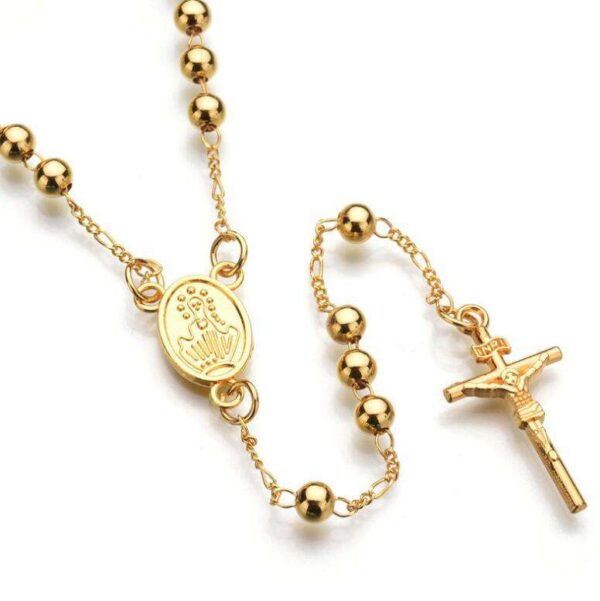 Komi Newest Sweater Choker Jewelry Long Tassel Alloy Beads Cross Pendant Necklaces Gold Plated Rosary Necklace