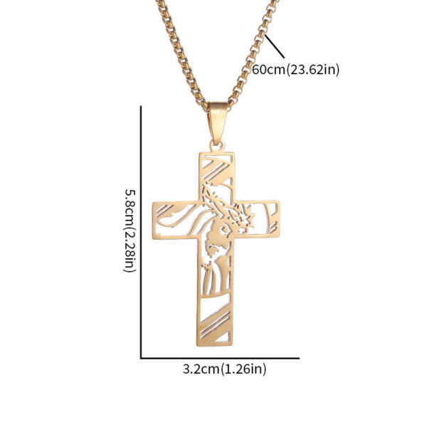 KOMI Mens Stainless Steel Hollow Cross Pendant Necklace with Rolo Chain Simple High Polish Gothic Punk Cross Necklaces for Men