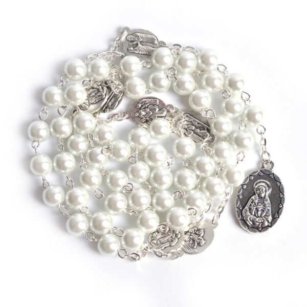 2023 Komi Fashion Seven Sorrow Chaplet Pearl Beads Rosary Round Virgin Mary Pendant Religious Rosary Necklace