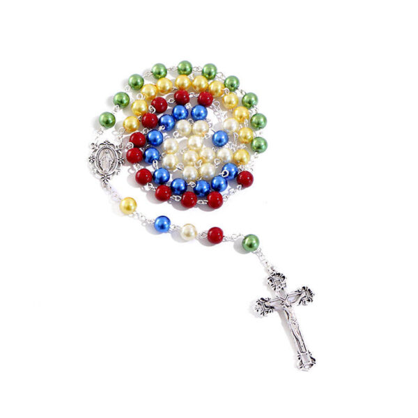 Komi New Religious Cross Pendant Crystal Beads Necklace Catholic Rosary Beads Necklace Jewelry Wholesale