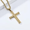 2a1cc091b0f63f606ac5f57f97ab2089_Hb2562ea29d3f428ba2f0b3ee41c33b08B_avif=close&webp=close KOMI Cross Necklace for Men Silver Black Gold Stainless Steel Textured Cross Pendant Necklace for Men Wheat Chain 24 Inch Gifts