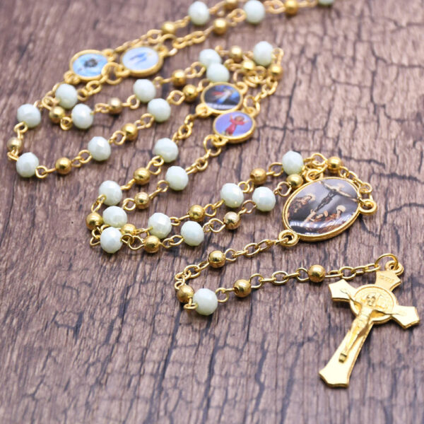 2a4e82fcc6850f8a851b03686f844f3c_H04f820b2948740f9850dbc425a403f8a7_avif=close&webp=close Rosary Gold Alloy Beads + Glass Crystal Rosary Beads Saint Mary Center Medal Jesus Cross Necklace Chain Religious Jewelry