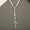 Komi 2023 New Hand-woven Cross Acrylic Necklace Rend Simulation Cross Pearl Necklace