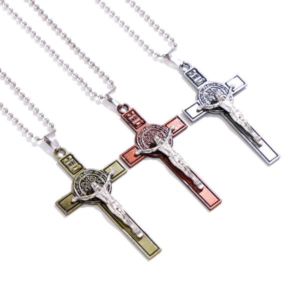 Hot Selling Zinc Alloy Crucifix Jesus Pendant Christian Week Prayer Jewelry Gifts Necklace for Man and Woman