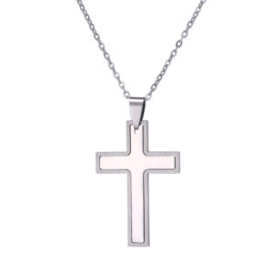 KOMI Minimalist Simple Stainless Steel Crucifix Cross Pendant Necklaces for Men Women Religious Prayer Jewelry Accessories Gifts