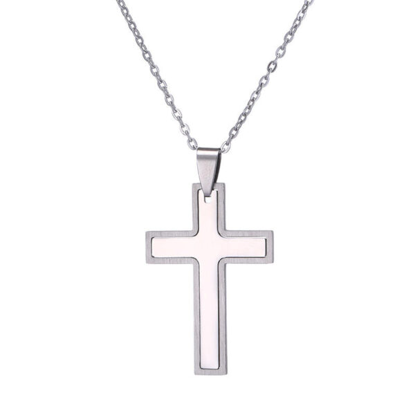 KOMI Minimalist Simple Stainless Steel Crucifix Cross Pendant Necklaces for Men Women Religious Prayer Jewelry Accessories Gifts