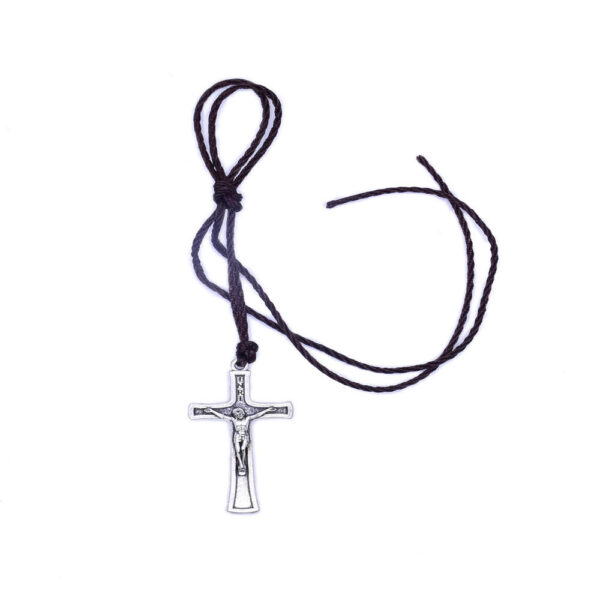 Komi Wholesales Catholic Metal Religious Cross Crucifix Pendant With Wax Rope Prayer Necklace
