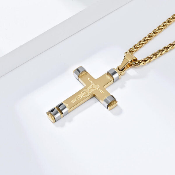 2d3741aa22454af7e4530bfdfc6c6237_H5046d90ac60a46378f4db2438f99a0cex_avif=close&webp=close KOMI Mens Stainless Steel Cross Necklace Simple Silver Black Gold Crucifix Cross Pendant Necklace for Men Fashion Jewelry Gift