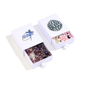 2024 Komi Wholesales Religious Catholic Crystal Jewelry Cross Pendant Rosary Necklace with Gift Box