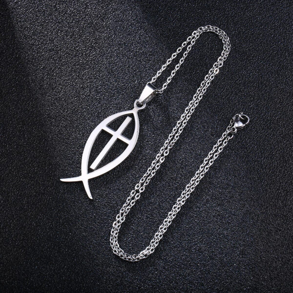 KOMI Minimalist Simple Stainless Steel Crucifix Cross Pendant Necklaces for Men Women Religious Prayer Jewelry Accessories Gifts