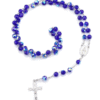 2024 Hot Sell Rosary Dark Blue Glass Crystal Jesus Cross Christ Maria Stock Necklace
