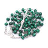 2024 Komi Religious Green Malachite Natural Stone Catholic Cross Pendant Statue Christ Jewelry Rosary Necklace