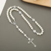 Komi 2023 New Hand-woven Cross Acrylic Necklace Rend Simulation Cross Pearl Necklace