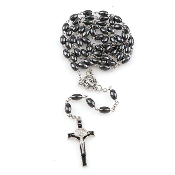 2fb5b3470c7384145bb5b2ba512c683e_H65bce6fb14ec424b8b8eb2cf62f2dba3P_avif=close&webp=close Oval Hematite Bead Catholic Rosary Pendant Necklace Alloy Cross Jesus Cross Pendant Benedict Connectors Religious Necklaces