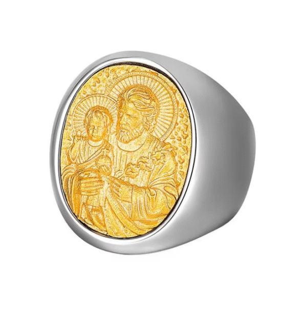 3 Gilded Trend European and American Hip-hop Exaggerated Titanium Steel Jesus Ring Men Gift Religious Jewelry Wholesale