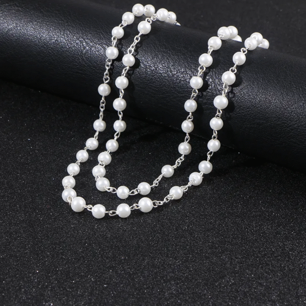 5mm ABS Acrylic White Peal Handmade Cross Religious Necklace Rosary Catholic Jesus Christ Jewelry Gift R-201
