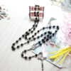 Komi High-grade Black Frosted Stone Agate Rosary Necklaces Wedding Rosary Men and Women's Necklace