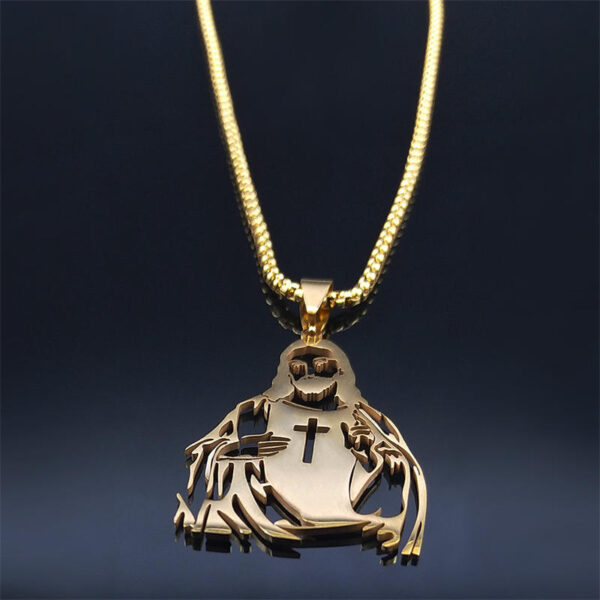 Komi 2023 New Stainless Steel Cross Pendant Necklace Men's and Women's Gold Chain Beads Pendant Titanium Steel Jewelry