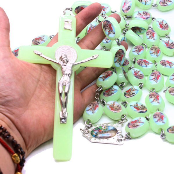 1.59* 2.4cm Large Luminous Plastic Beads Necklace Hanging Wall Decoration Cross Wall Rosary
