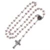 Rosary Hollow Alloy Crystal Diamond Beads Jesus Medal Alloy Cross Necklace Vintage Catholic Religious Jesus Jewelry RN-228
