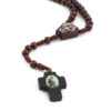 Komi Rosary Necklace Natural Wood Bead Cross Necklace Religious Jewelry Wholesale