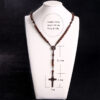 KOMi Christ Wooden Beads 9*10mm Rosary Bead Cross Pendant Woven Rope Chain Necklace Religious Jewelry Accessories R-192