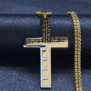 Komi Men's Cross Necklace Stainless Steel Gold Silver Black Bible Prayer Necklace