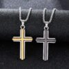 370c2c01f9d8e2224bdabf74592a39b3_Hccc036f575d1421082c4e6fe7d8363bdg_avif=close&webp=close KOMI Cross Necklace for Men Double Color Black Gold Stainless Steel Plain Cross Pendant Necklace for Men Women Wear Necklace