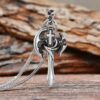 KOMI Retro Fashion Axe Necklace for Men Trendy Personality Hip Hop Sword Cross Pendant Necklaces Stainless Steel Sweater Chain