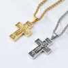 KOMI Religious Cross Necklace for Men Silver Gold Stainless Steel Crucifix Cross Pendant Necklace for Men Women Box Chain 24Inch