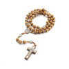 Komi Wooden Rosary Vintage Virgin Mary Center Beads Cross Crucifix Pendant Prayer Jewelry Necklace