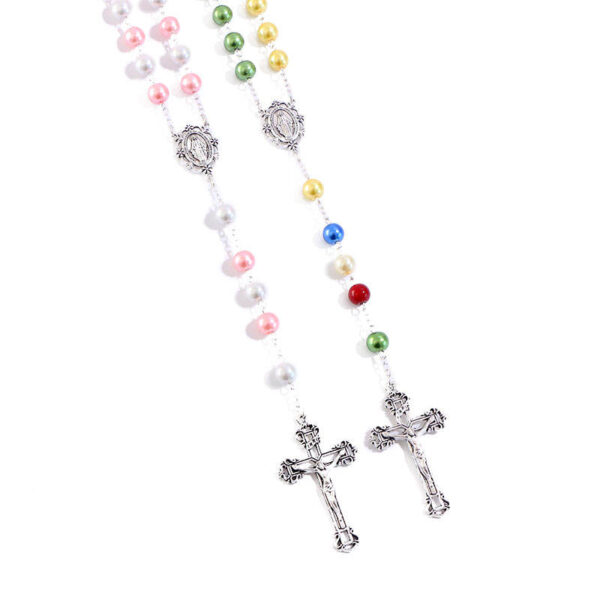 Komi New Religious Cross Pendant Crystal Beads Necklace Catholic Rosary Beads Necklace Jewelry Wholesale