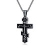 KOMI Cross Necklace for Men Vintage Silver Gold Stainless Steel Orthodox Cross Pendant Necklace for Men Boys Faith Prayer Gifts