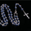 8mm Round Rose Beads Necklace, Rose Beads Prayer Beads Jesus Pendant in the Center of the Virgin Mary