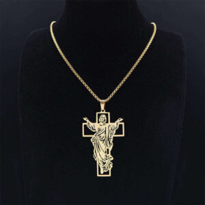 KOMI Stainless Steel Jesus Cross Pendant Jewelry Hollow Design Niche Steel Necklace Wholesale for Men