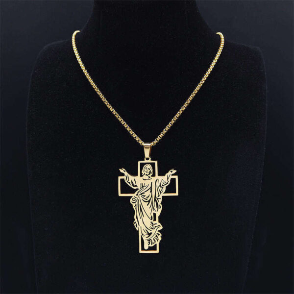 KOMI Stainless Steel Jesus Cross Pendant Jewelry Hollow Design Niche Steel Necklace Wholesale for Men