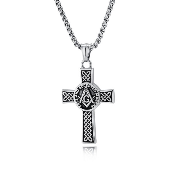 3b35aeaaa2efd1ffdab4f6393283c121_H086ab114a88f4cf0b3772cedca90f1c4n_avif=close&webp=close KOMI Vintage Masonic Stainless Steel Cross Necklace for Men Celtic Cross Pendant Necklace for Men Boys 24 Inches Box Chain Gifts